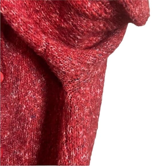 L.L. Bean red wool blend button cardigan - Picture 10 of 11